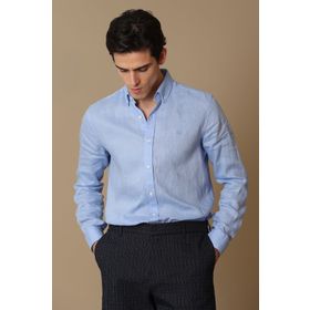 Lufian 111010654 Mavi Pitaya Keten Comfort Fit Erkek Gömlek