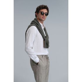 Lufian 111010654 Pitaya Keten Comfort Fit Beyaz Erkek Gömlek