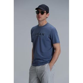 Lufian 111020191 Gold Koyu Mavi Erkek T-shirt