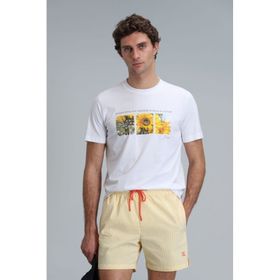 Lufian 111020192 June Beyaz Modern Grafik Erkek T-Shirt