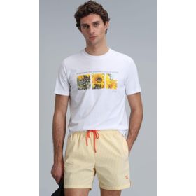 Lufian 111020192 June Beyaz Modern Grafik Erkek T-Shirt