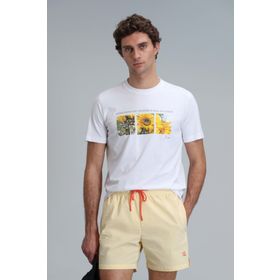 Lufian 111020192 June Beyaz Modern Grafik Erkek T-Shirt