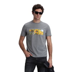 Lufian 111020192 June Gri Modern Grafik Erkek T-Shirt