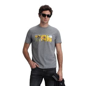 Lufian 111020192 June Gri Modern Grafik Erkek T-Shirt