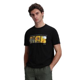 Lufian 111020192 June Siyah Bisiklet Yaka Erkek T-shirt