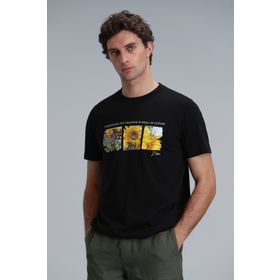 Lufian 111020192 June Siyah Bisiklet Yaka Erkek T-shirt