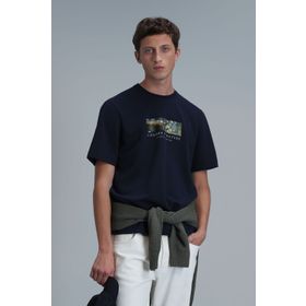 Lufian 111020193 Bianca Lacivert Modern Grafik Erkek T-shirt