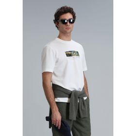Lufian 111020193 Kırık Beyaz Erkek T-shirt