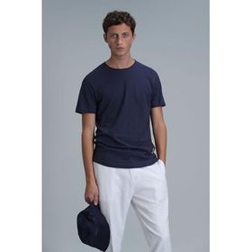 Lufian 111020203 Açık Lacivert Bisiklet Yaka Kısa Kollu Erkek T-shirt