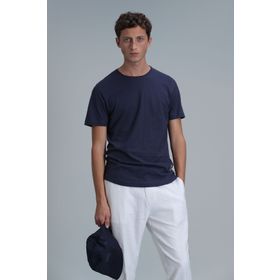 Lufian 111020203 Açık Lacivert Bisiklet Yaka Kısa Kollu Erkek T-shirt