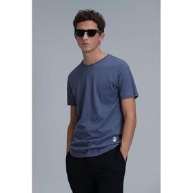 Lufian 111020203 Gece Mavisi Bisiklet Yaka Kısa Kollu Erkek T-shirt
