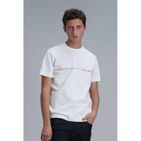 Lufian 111020211 Carlos Kırık Beyaz Modern Grafik Erkek T-shirt
