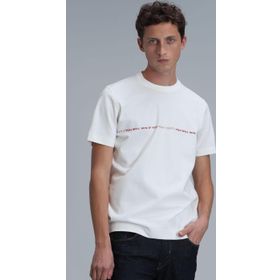 Lufian 111020211 Carlos Kırık Beyaz Modern Grafik Erkek T-shirt