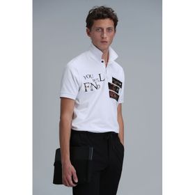 Lufian 111040178 Beyaz Polo Yaka Erkek T-shirt