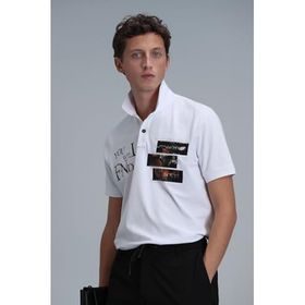 Lufian 111040178 Beyaz Polo Yaka Erkek T-shirt
