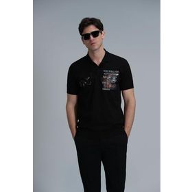 Lufian 111040178 Siyah Polo Erkek T-shirt