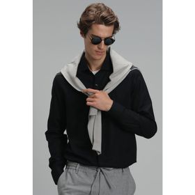 Lufian 112010565 Siyah Viana Comfort Slim Fit Erkek Basic Gömlek