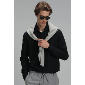 Lufian 112010565 Siyah Viana Comfort Slim Fit Erkek Basic Gömlek