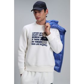 Lufian 112030118 Kırık Beyaz Erkek Sweatshirt
