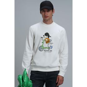 Lufian 112030128 Kırık Beyaz Erkek Sweatshirt