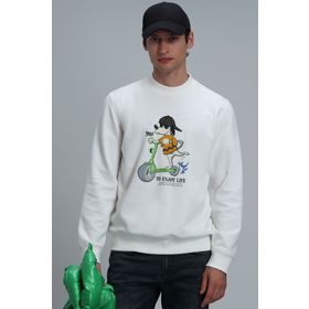 Lufian 112030128 Kırık Beyaz Erkek Sweatshirt