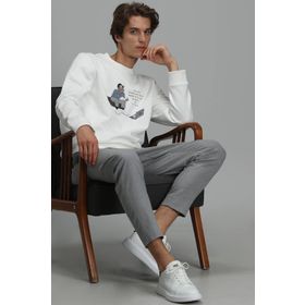Lufian 627112030078 Kırık Beyaz Donovan Erkek Sweatshirt
