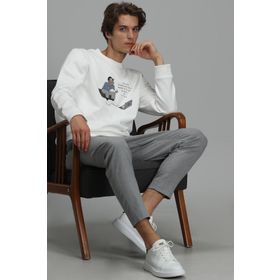Lufian 627112030078 Kırık Beyaz Donovan Erkek Sweatshirt