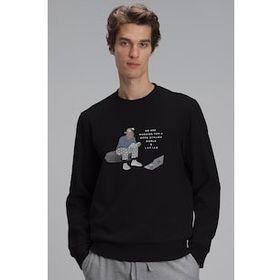 Lufian 627112030078 Siyah Donovan Erkek Sweatshirt