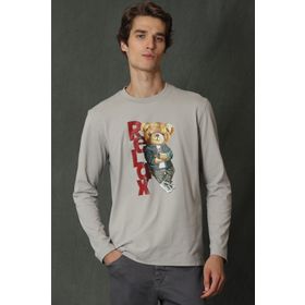 Lufian Dominic Bej Uzun Kol Erkek T-shirt