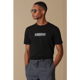 Lufian Frank Modern Grafik Siyah Erkek T-shirt