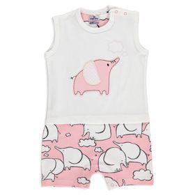 Luggi Tiny Elephant Pamuklu Bisiklet Yaka Pembe Kız Bebek Barbatöz