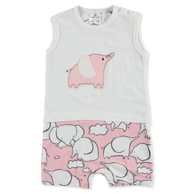 Luggi Tiny Elephant Pamuklu Bisiklet Yaka Pembe Kız Bebek Barbatöz