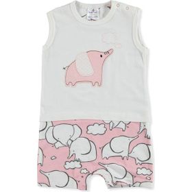 Luggi Tiny Elephant Pamuklu Bisiklet Yaka Pembe Kız Bebek Barbatöz