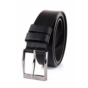 Lugmo 4 cm Kumaş ve Kot Uyumlu Siyah Hakiki Deri Erkek Kemer