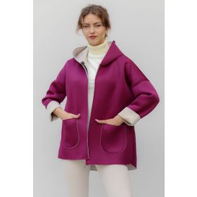 Luisido ITL22C9516 Mor Italyan Kumaş Fermuarlı Kapüşonlu Oversize Ceket