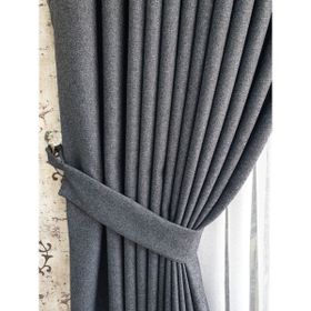 Lüks House Koyu Gri Blackout Keten Pilesiz 200x250 cm Fon Perde