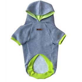 Luli Pet Basic Gri-Yeşil Polarlı Kapüşonlu Köpek Sweatshirt
