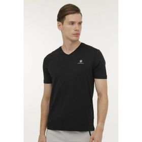 Lumberjack 4M M-CT111 BSC M-CT111 Siyah Siyah V Yaka Kısa Kollu Erkek T-shirt