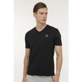 Lumberjack 4M M-CT111 BSC M-CT111 Siyah Siyah V Yaka Kısa Kollu Erkek T-shirt