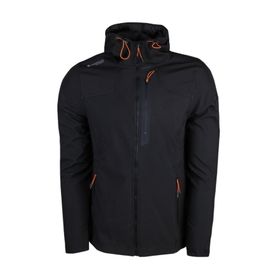 Lumberjack GT17 New Trend Softshell 1PR Kapsonlu Fermuarlı 3 Cep Göğüs Cep Fosfor Şeritli Siyah Erkek Ceket