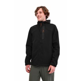Lumberjack GT17 New Trend Softshell 1PR Kapsonlu Fermuarlı 3 Cep Göğüs Cep Fosfor Şeritli Siyah Erkek Ceket