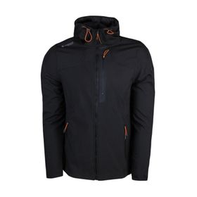 Lumberjack GT17 New Trend Softshell 1PR Kapsonlu Fermuarlı 3 Cep Göğüs Cep Fosfor Şeritli Siyah Erkek Ceket