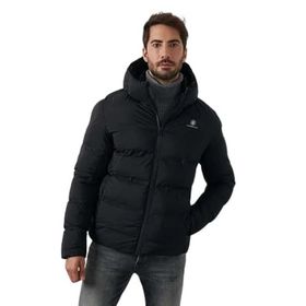 Lumberjack Nolan Coat 2SN22 Kapüşonlu Arma Detaylı Siyah Erkek Şişme Mont