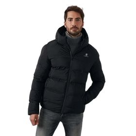 Lumberjack Nolan Coat 2SN22 Kapüşonlu Arma Detaylı Siyah Erkek Şişme Mont