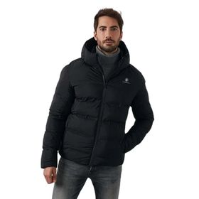 Lumberjack Nolan Coat 2SN22 Kapüşonlu Arma Detaylı Siyah Erkek Şişme Mont