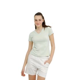 Lumberjack W-CT132 Pastel Yeşil V Yaka Basic Kadın T-shirt