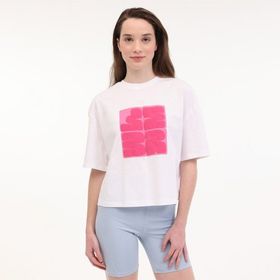 Lumberjack Wl White 11SS9091 5FX Kadın Ekru Bisiklet Yaka Tişört
