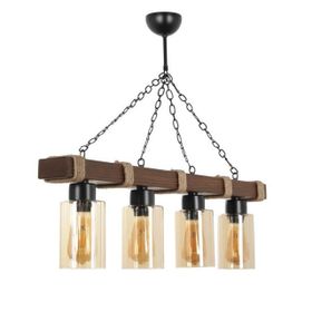 Lumexx 8354-4 Jasmin 4'lü Ahşap Ceviz Silindir Bal Camlı Avize