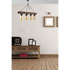 Lumexx 8354-4 Jasmin 4'lü Ahşap Ceviz Silindir Bal Camlı Avize