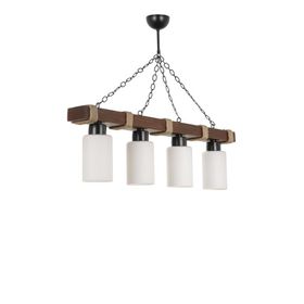 Lumexx 8354-4 Jasmin 4'lü Ahşap Ceviz Silindir Bal Camlı Avize